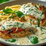 Mozzarella Chicken in Basil Cream Sauce