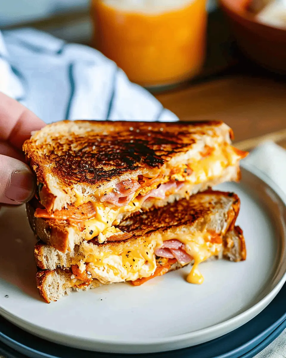 Breakfast Grilled Cheese: Indulgent Twist with Turkey Bacon and Chicken Ham