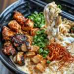 Fiery Chicken Ramen With Creamy Garlic Sauce