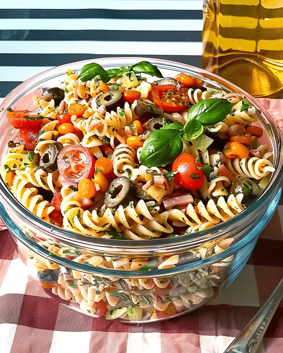 Pasta Salad Delight with Turkey Bacon and Chicken Ham Twist