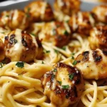 Garlic Butter Chicken Bites with Creamy Parmesan Pasta