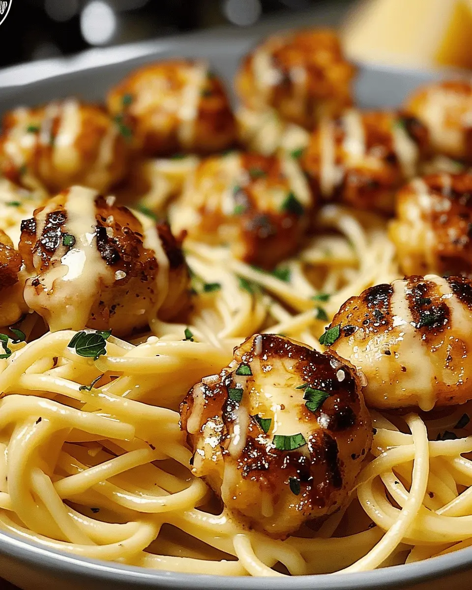 Garlic Butter Chicken Bites: Easy Creamy Parmesan Pasta Delight
