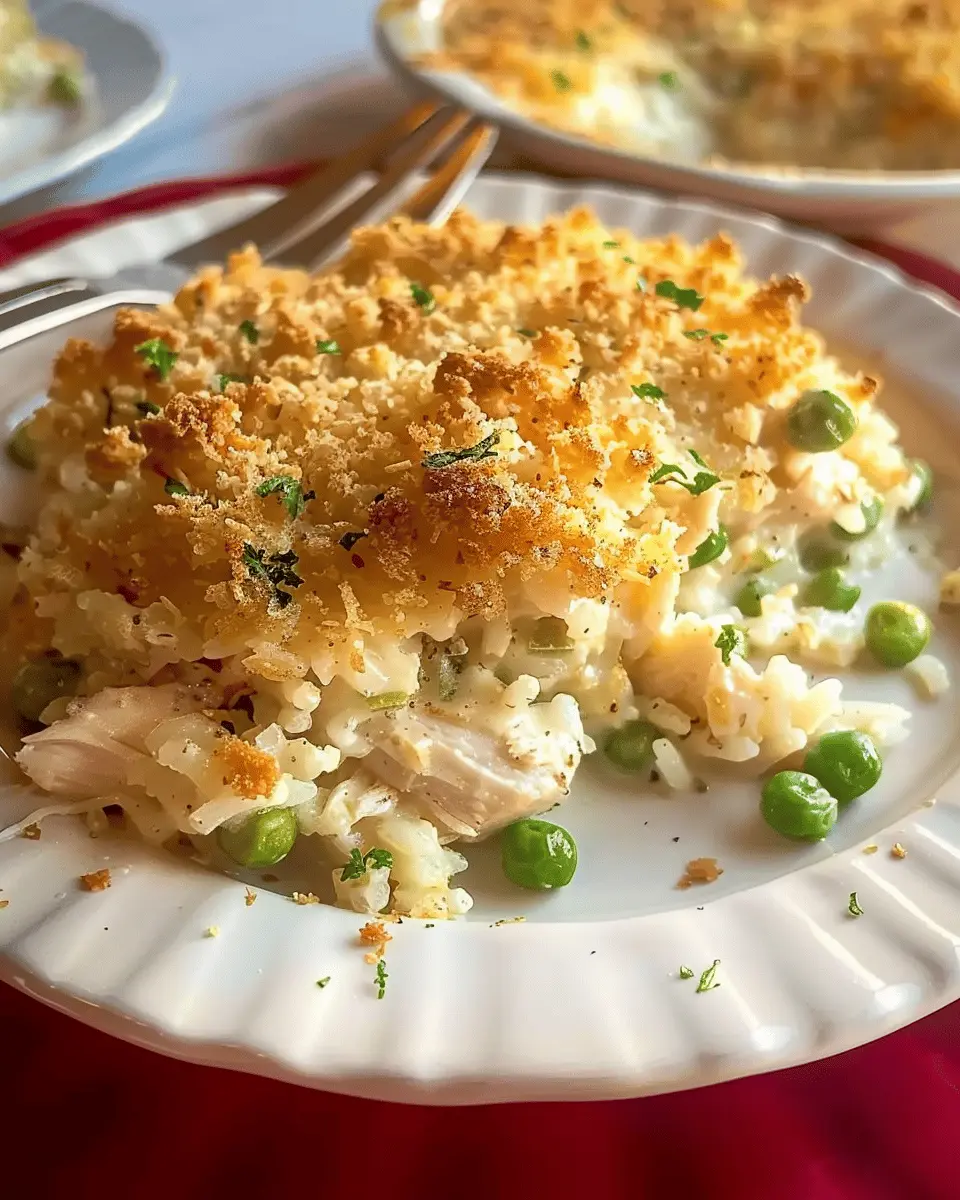 Chicken Alfredo Rice Casserole with Turkey Bacon and Chicken Ham Delight
