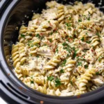 Crockpot Parmesan Garlic Chicken Pasta