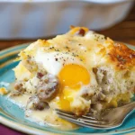 Biscuits and Gravy Casserole with Sausage and Eggs
