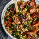 Chicken Sausage, Broccoli, and Orzo Skillet
