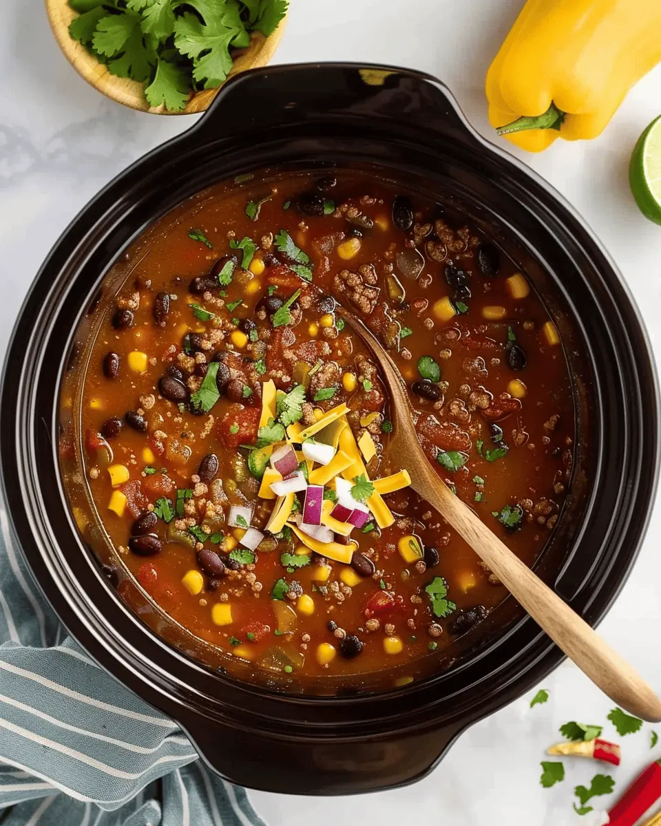 Easy Slow Cooker Taco Soup Recipe with Turkey Bacon and Chicken Ham
