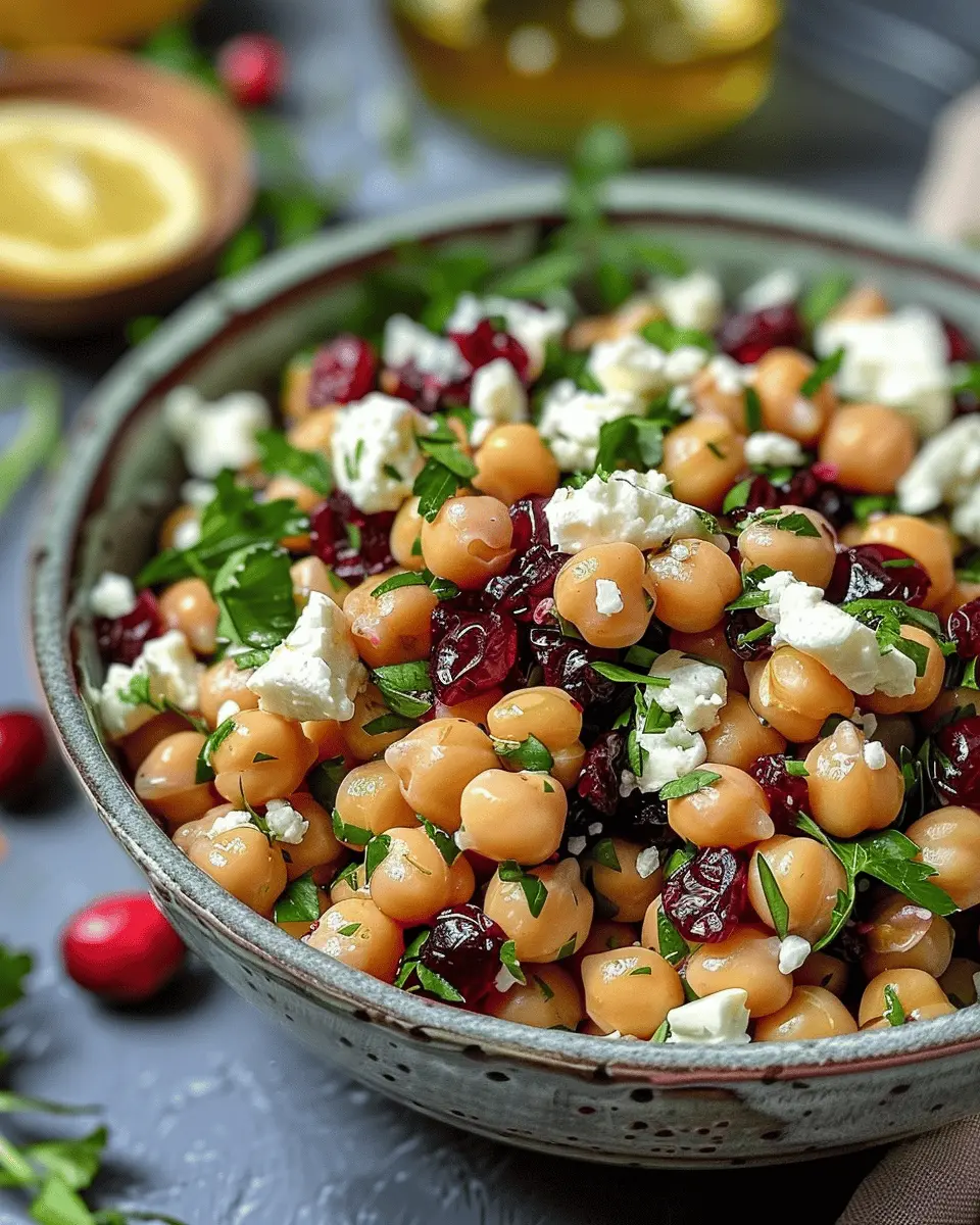Feta and Cranberry Chickpeas: Easy Lemon Vinaigrette Delight