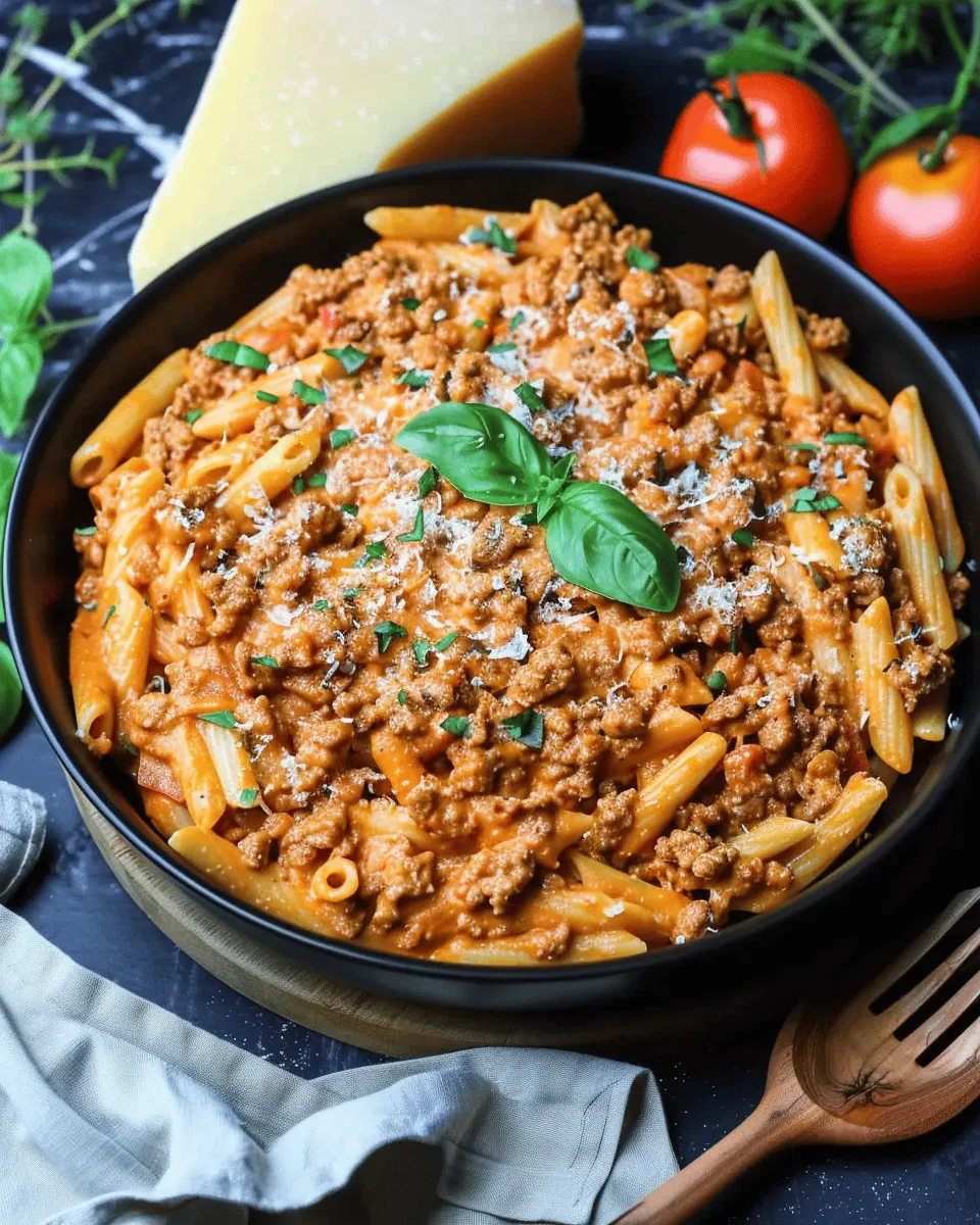 High Protein Creamy Beef Pasta with Turkey Bacon and Spinach Delight