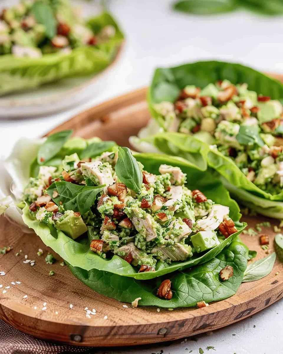 Pesto Chicken Salad Lettuce Wraps: Easy, Healthy, and Delicious