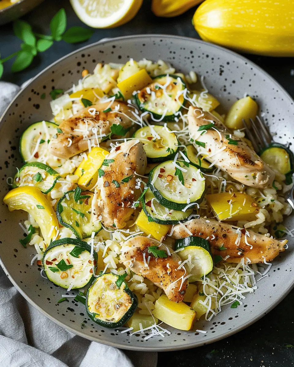 Skillet Lemon Parmesan Chicken Zucchini and Squash Delight