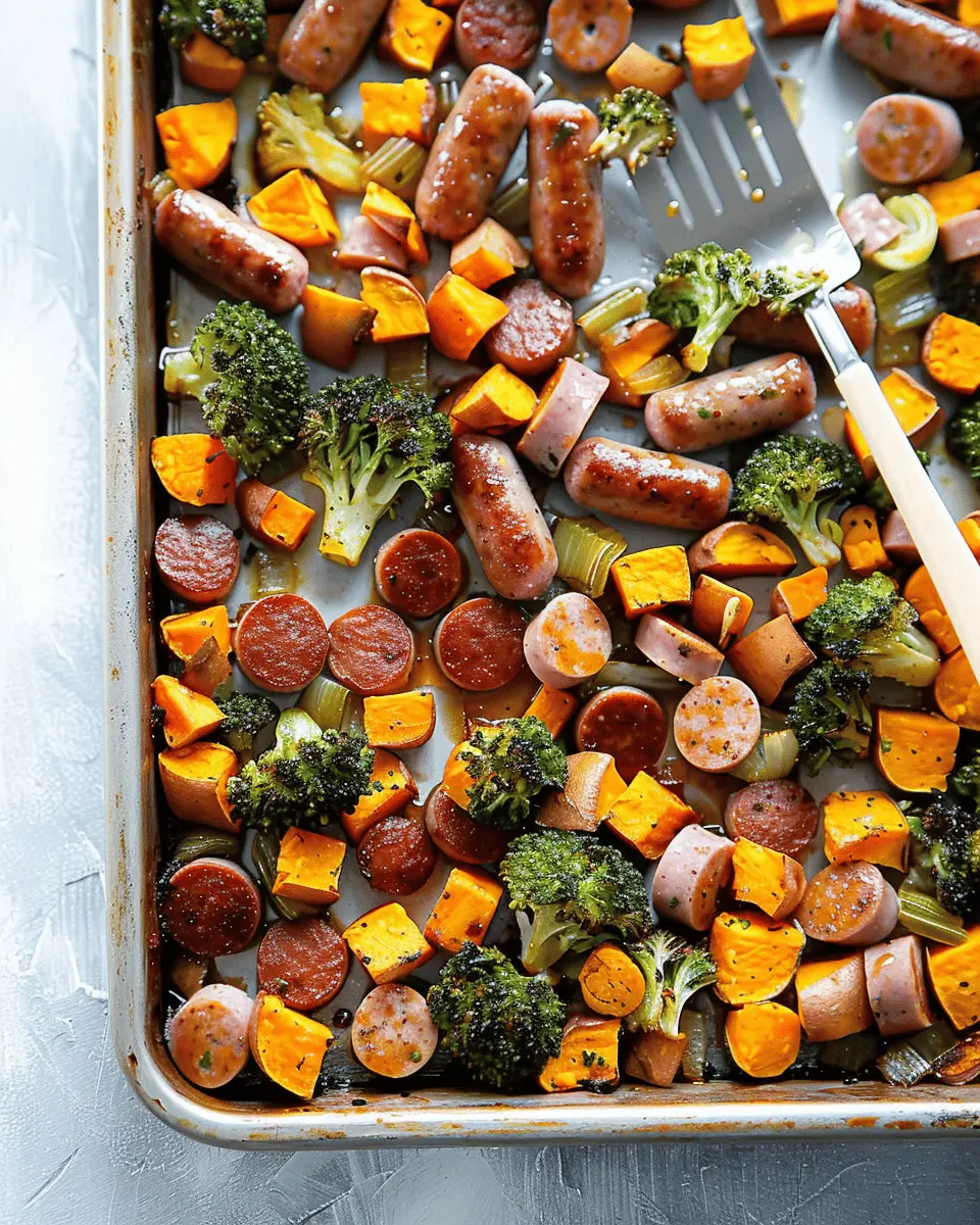 Sheet Pan Sausage and Sweet Potatoes with Honey Garlic Sauce Bliss