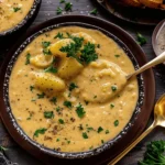 Hearty Cheddar Garlic Herb Potato Soup