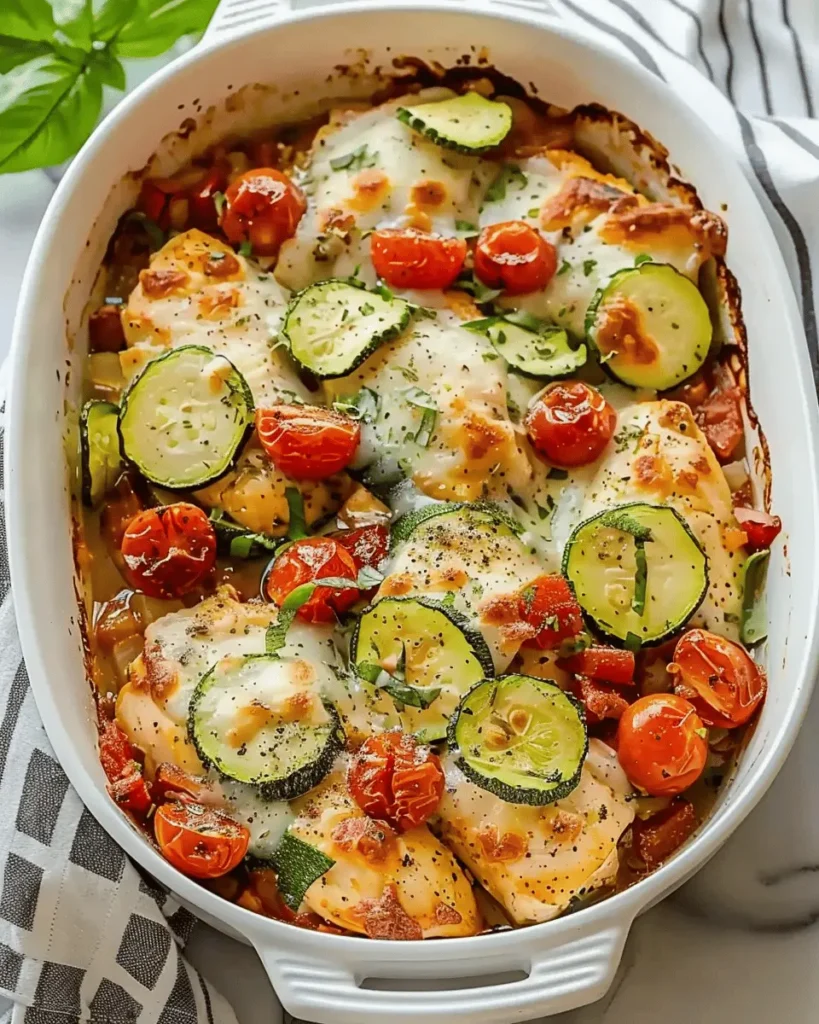 Mediterranean Chicken Zucchini Bake