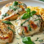 Mozzarella Chicken in Basil Cream Sauce