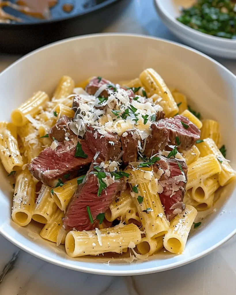 Creamy Garlic Parmesan Steak Pasta