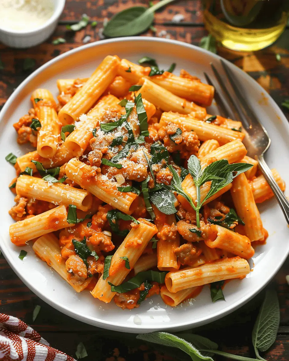 Creamy Sausage Rigatoni: An Indulgent Twist with Turkey Bacon