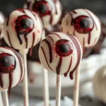 Easy Halloween food ideas : Eyeball Cake Pops