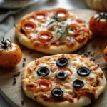Easy Halloween food ideas : Halloween Mini Pizzas