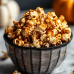 Easy Halloween food ideas : Pumpkin Spice Caramel Popcorn
