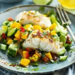 Easy Healthy dinner recipes : Cod with cucumber, avocado & mango salsa salad