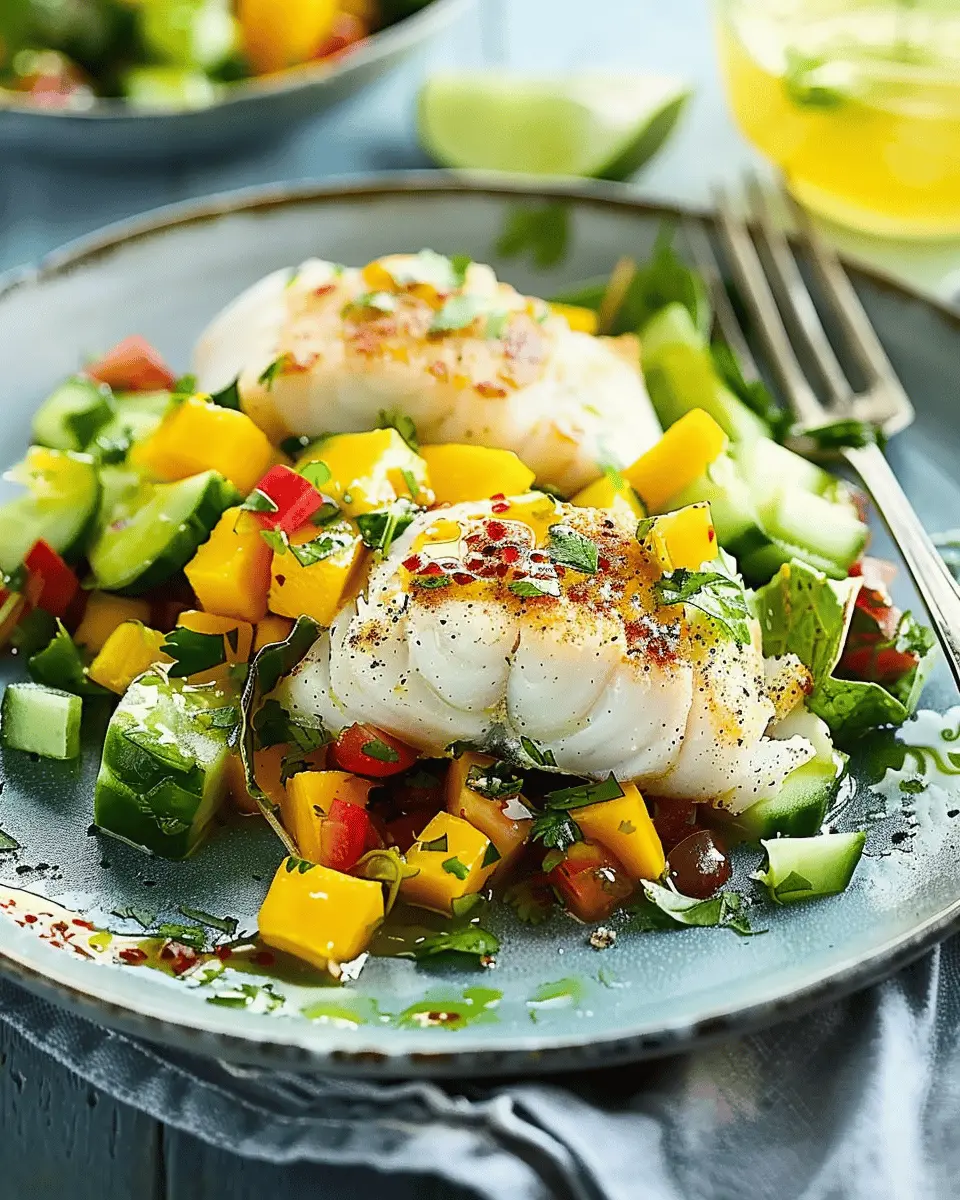 Easy Healthy Dinner Recipes: Cod with Refreshing Cucumber, Avocado & Mango Salsa Salad