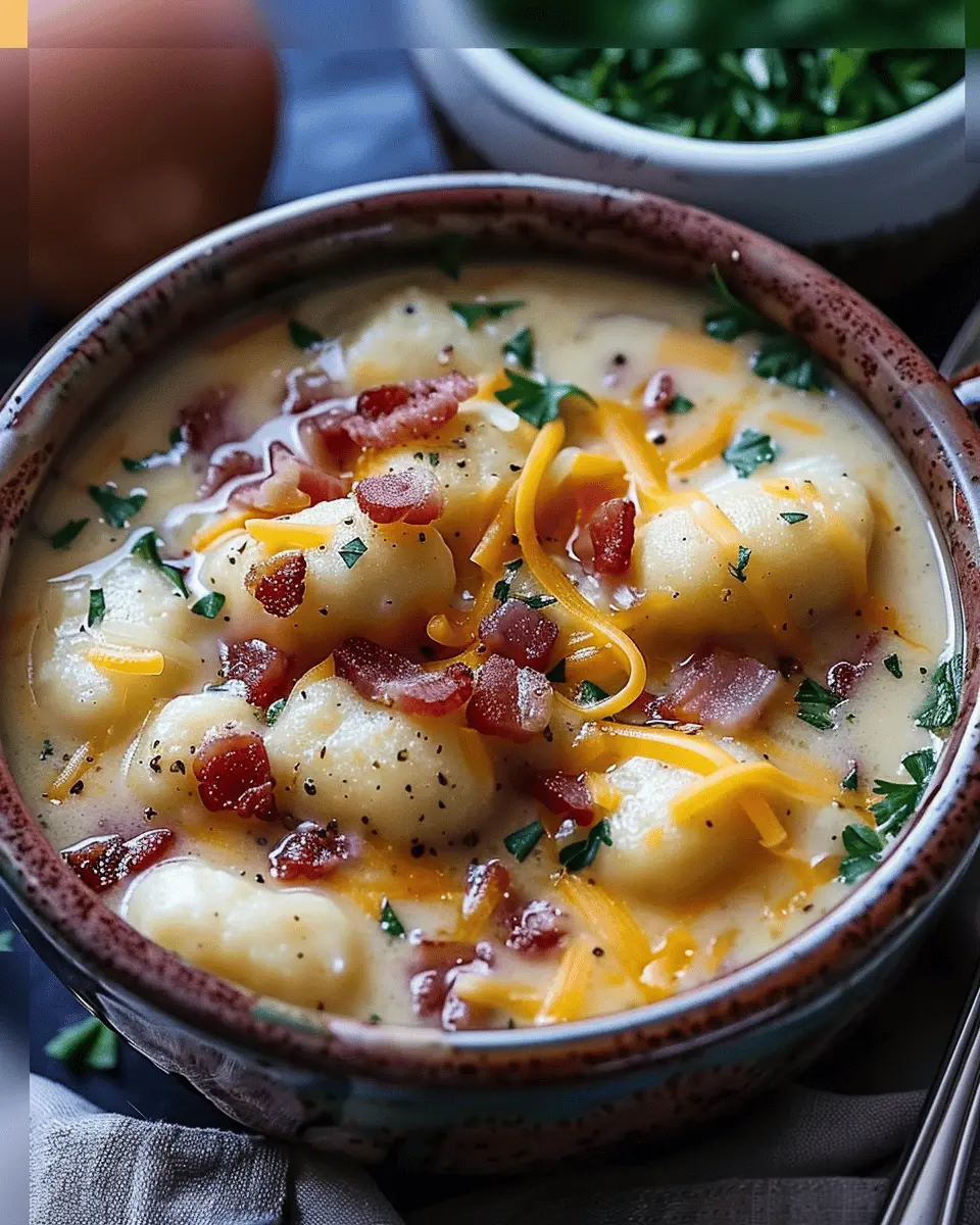 Easy Recipes Dinner: Turkey Bacon Cheddar Gnocchi Soup Bliss