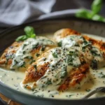 Easy Recipes Dinner : Mozzarella Chicken in Basil Cream Sauce