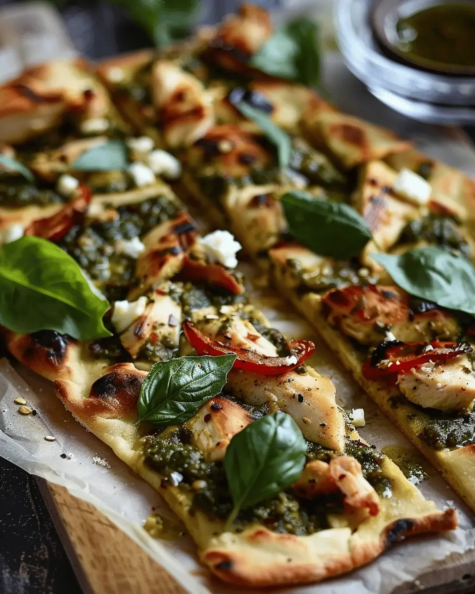 Easy Recipes Dinner: Pesto Chicken Flatbread for Effortless Enjoyment