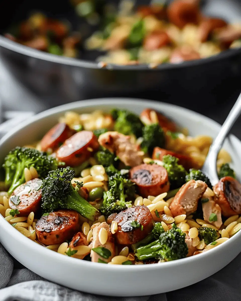 Easy Summer Meals Ideas: Juicy Chicken Sausage & Broccoli Orzo Recipe