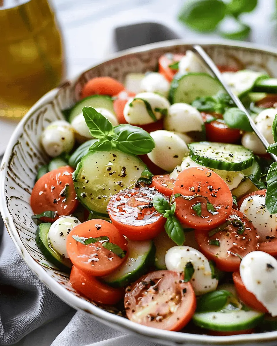 Easy side dishes cucumber caprese salad with Turkey Bacon Twist