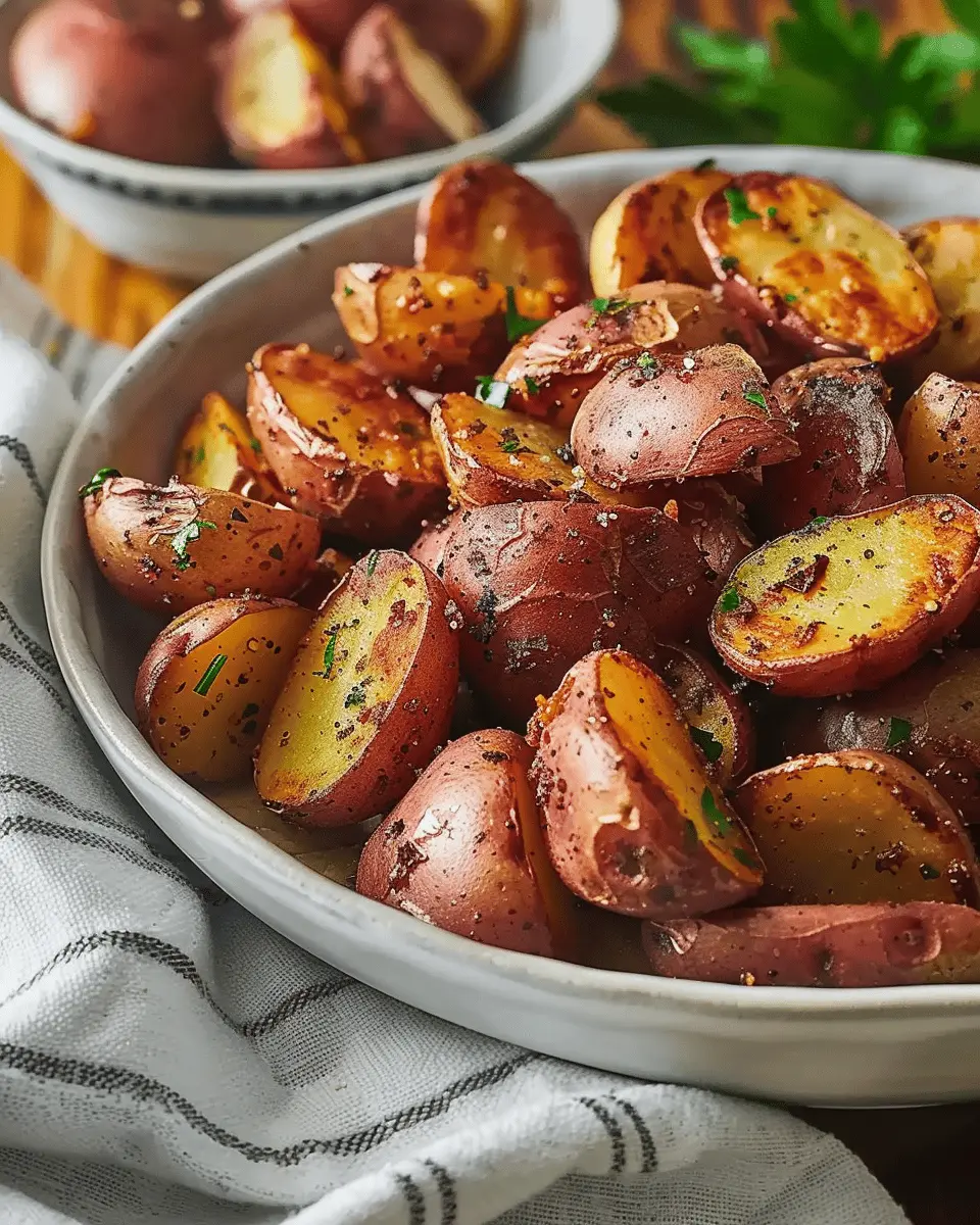 Easy side dishes roasted new red potatoes with Turkey Bacon delight