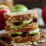 Quick and Easy Healthy Lunch Box Recipes : Apple Sandwiches with Honeyed Peanut Butter, Oats & Raisins
