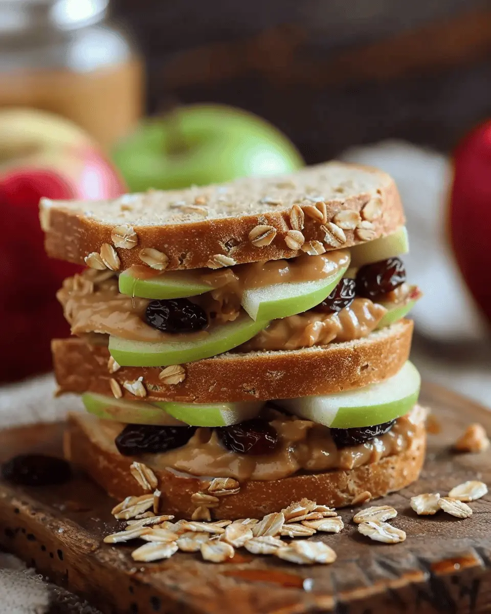 Quick and Easy Healthy Lunch Box Recipes: Apple Sandwiches with Honeyed Peanut Butter & Oats