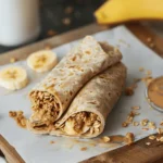 Quick and Easy Healthy Lunch Box Recipes : Peanut Butter, Banana, and Granola Wrap