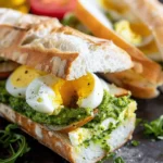Quick and Easy Healthy Lunch Box Recipes : Pesto and Egg Baguette Sandwich