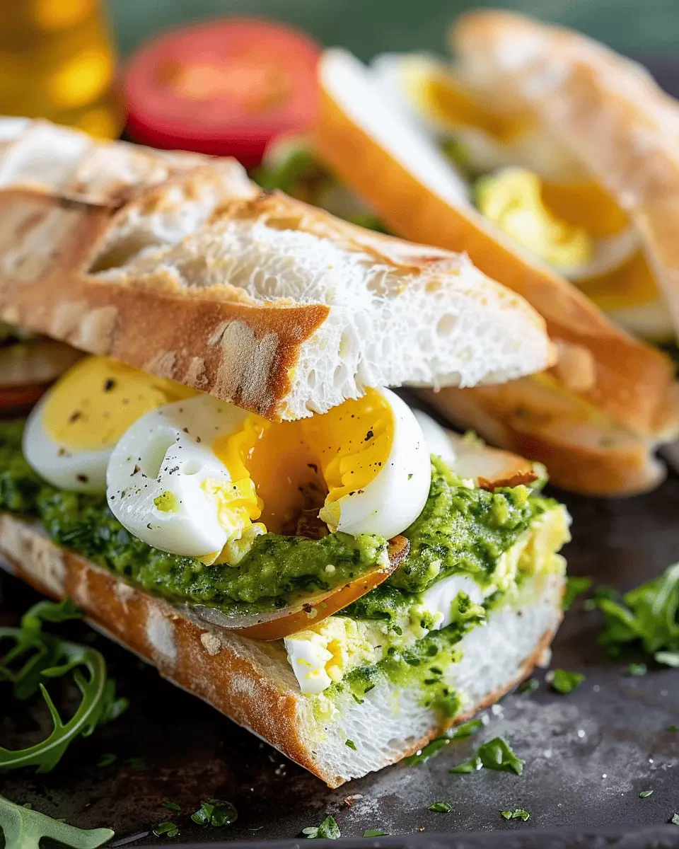 Quick and Easy Healthy Lunch: Pesto and Egg Baguette Delight