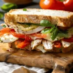 Quick and Easy Healthy Lunch Box Recipes : Roasted Red Pepper, Chicken & Mozzarella Sandwich