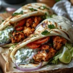 Easy Recipes Dinner : Mediterranean Chicken Gyros with Creamy Feta Tzatziki