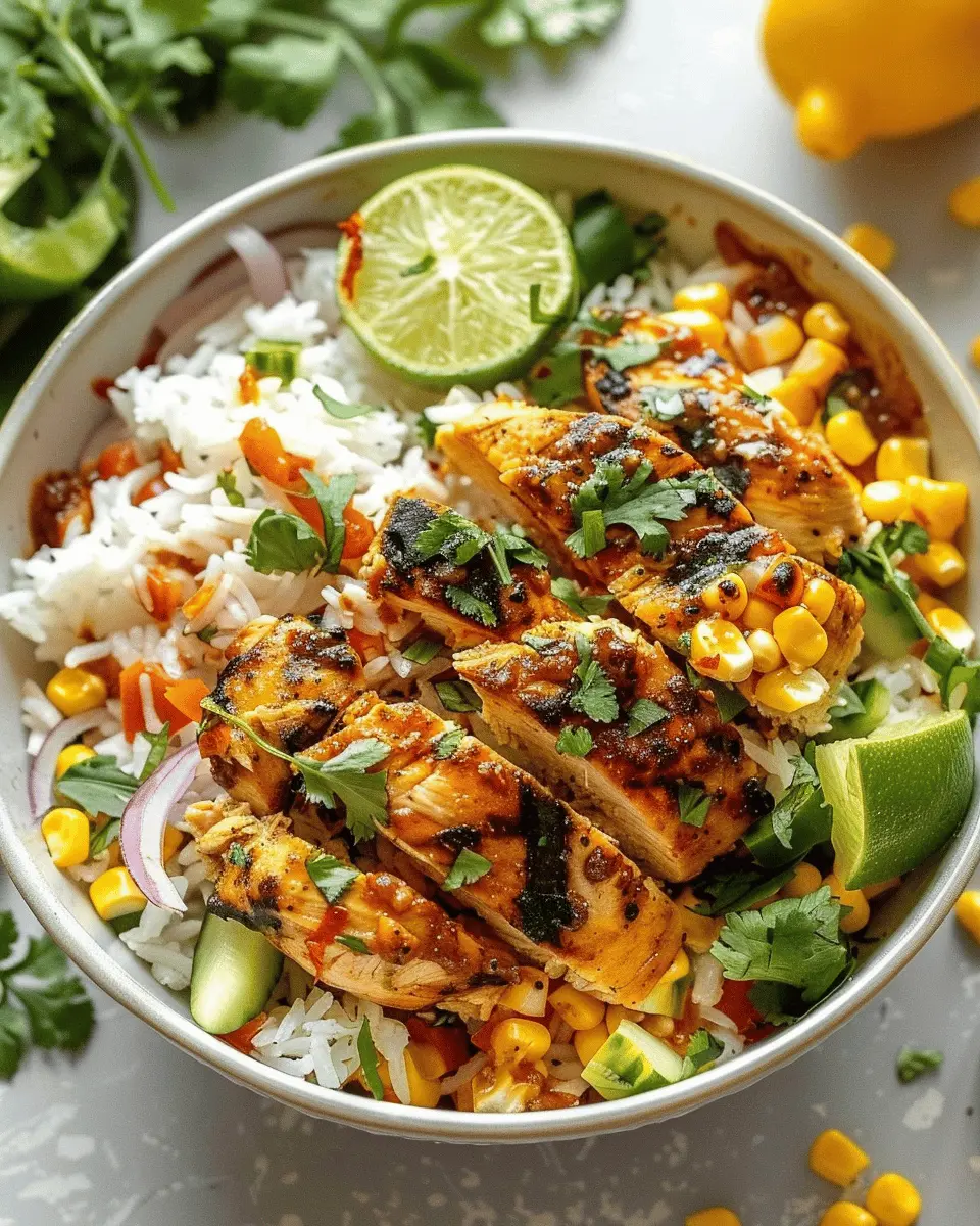 Easy Summer Meals Ideas: Juicy Street Corn Chicken Rice Bowl