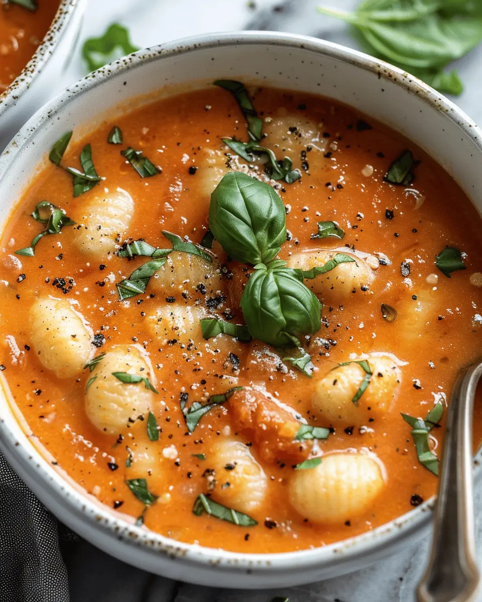Easy Soup Recipes: Creamy Tomato Gnocchi Soup with Turkey Bacon