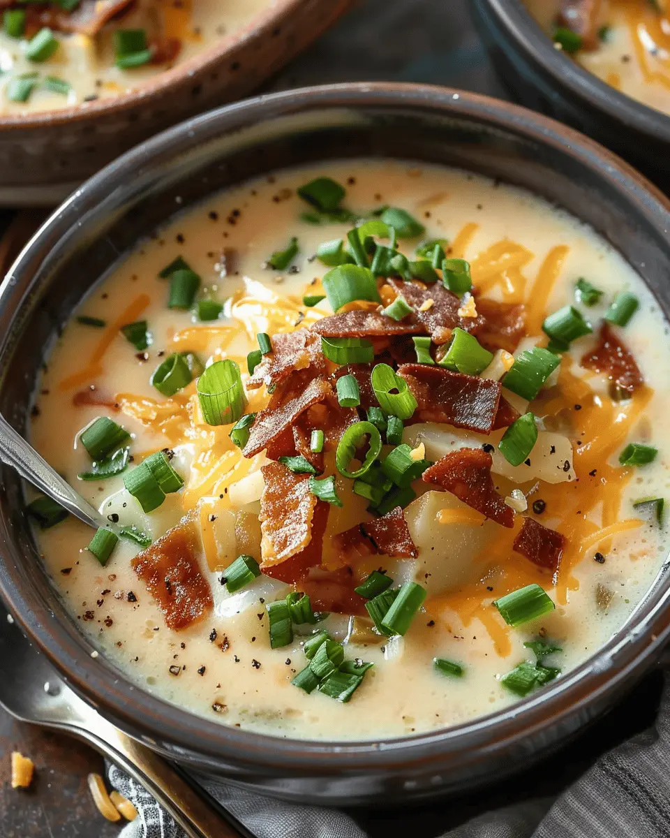 Easy Soup Recipes: Comforting Loaded Baked Potato Soup with Turkey Bacon
