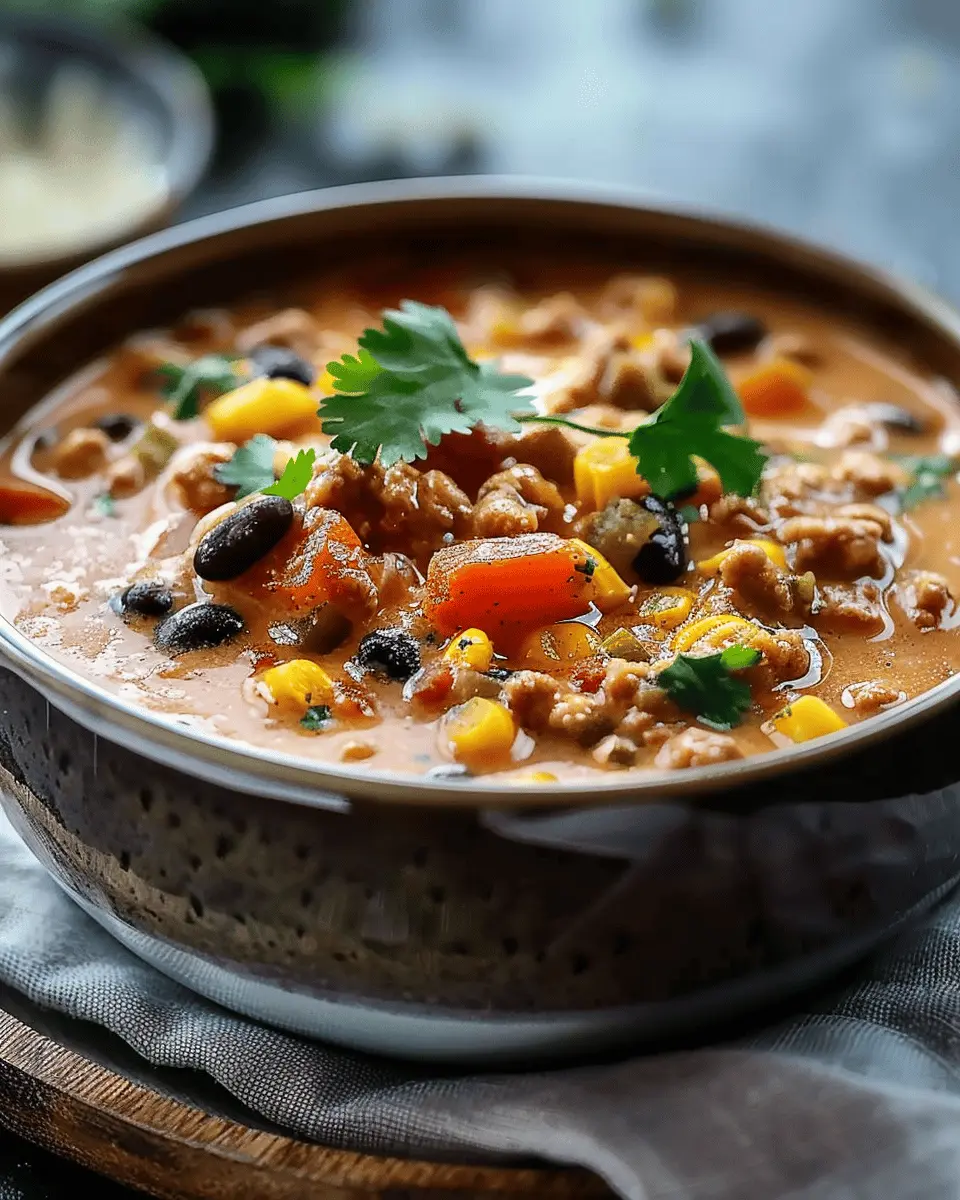 Easy Soup Recipes: Indulgent High Protein Creamy Taco Soup With Turkey Bacon and Chicken Ham