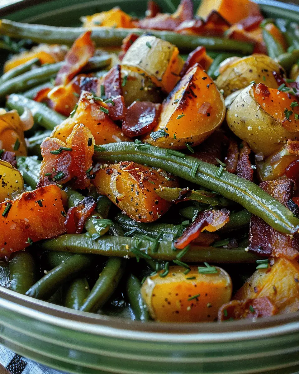 Sweet Potato Recipes: Indulgent Country Ranch Green Beans n Potatoes with Turkey Bacon