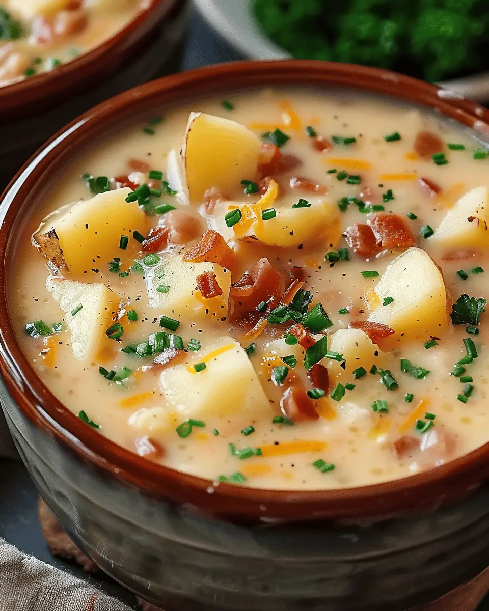 Easy Soup Recipes: Indulgent Crock Pot Crack Potato Soup with Turkey Bacon