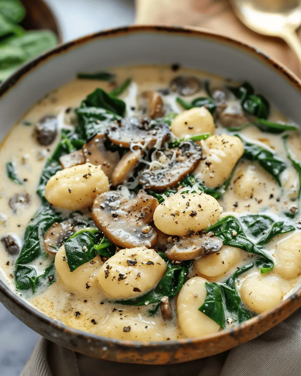 Easy Soup Recipes: Indulgent Creamy Spinach and Mushroom Gnocchi Soup