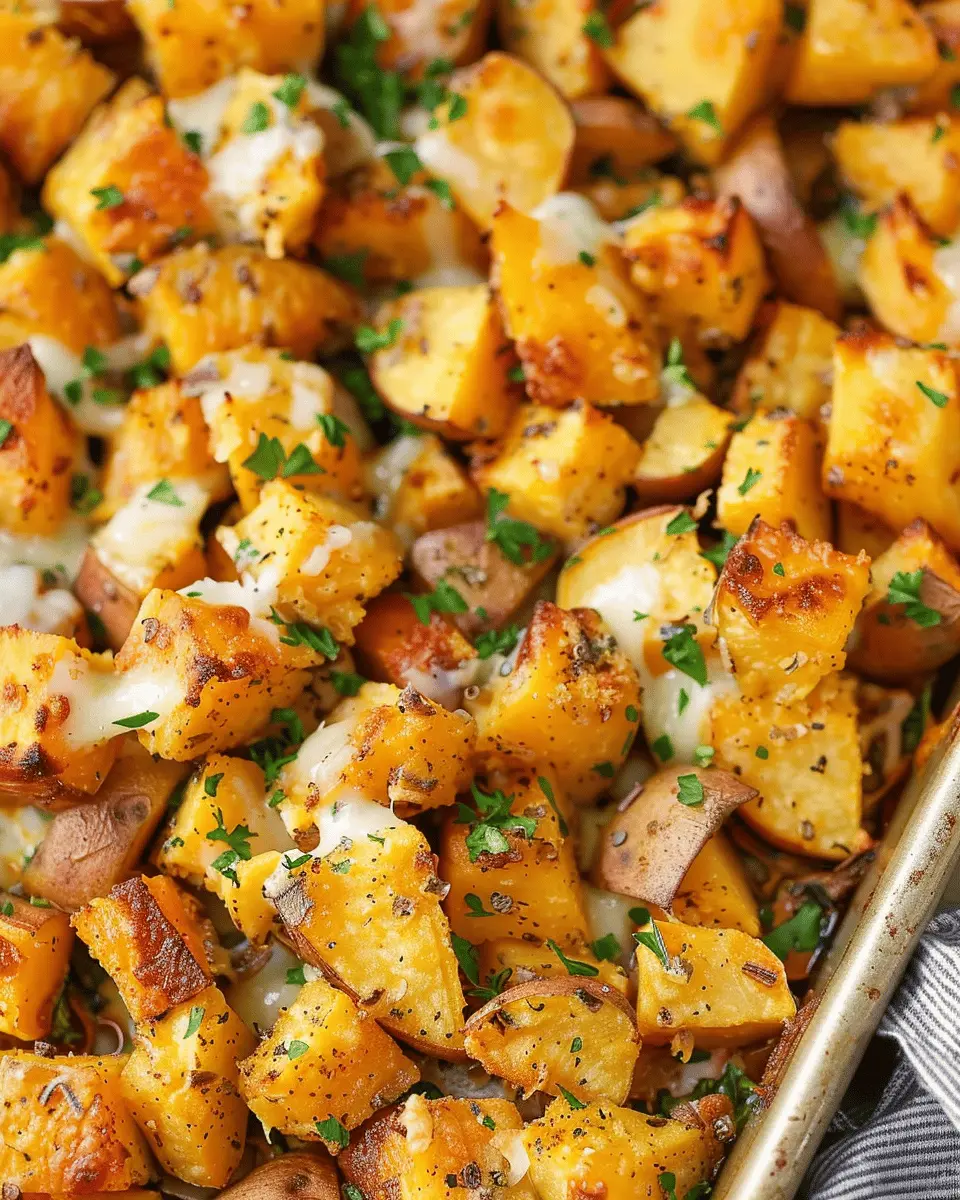 Sweet Potato Recipes: Indulgent Cheesy Roasted Potatoes Delight