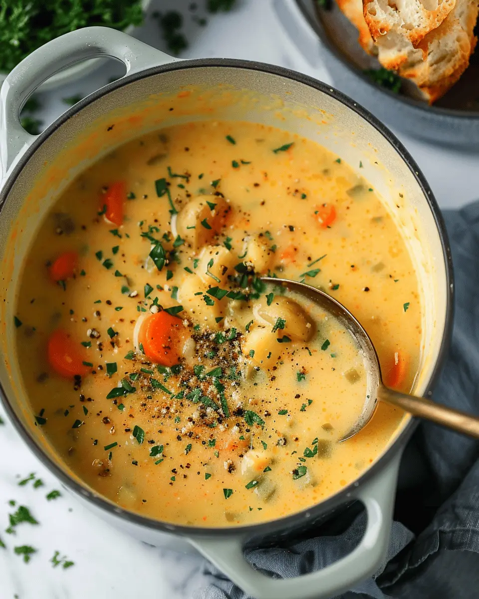 easy soup recipes: Indulgent Carrot Potato Soup with Turkey Bacon