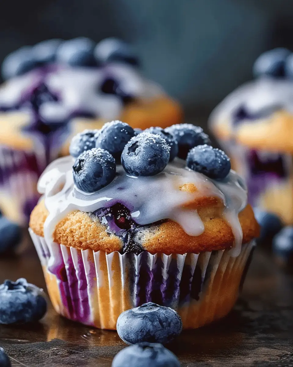Fluffy Blueberry Muffin Style Cupcakes with Sweet Glaze Delight