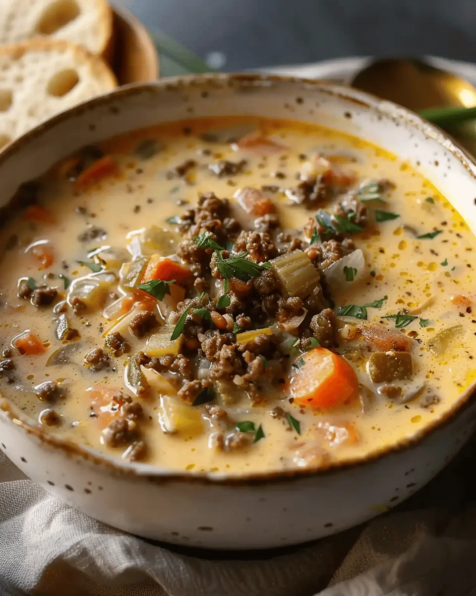 easy soup recipes: Indulge in Creamy Cheeseburger Soup Delight